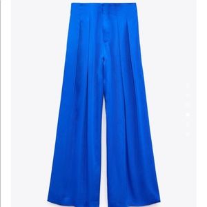 Zara satin palazzo wide leg pants S